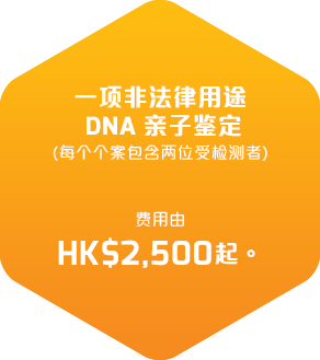 一项非法律用途DNA亲子鑑定(每个个案包含两位受检测者)收费港币3,000元起。